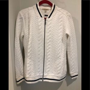 Barbour off-white quilted zip-up sweater/cardigan